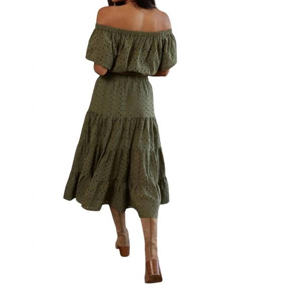 NEW BY TOGETHER emme eyelet top in moss - Picture 2 of 3